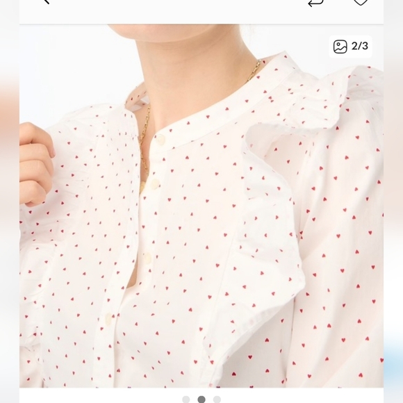Jcrew Heart Ruffle Button Down - Picture 2 of 7